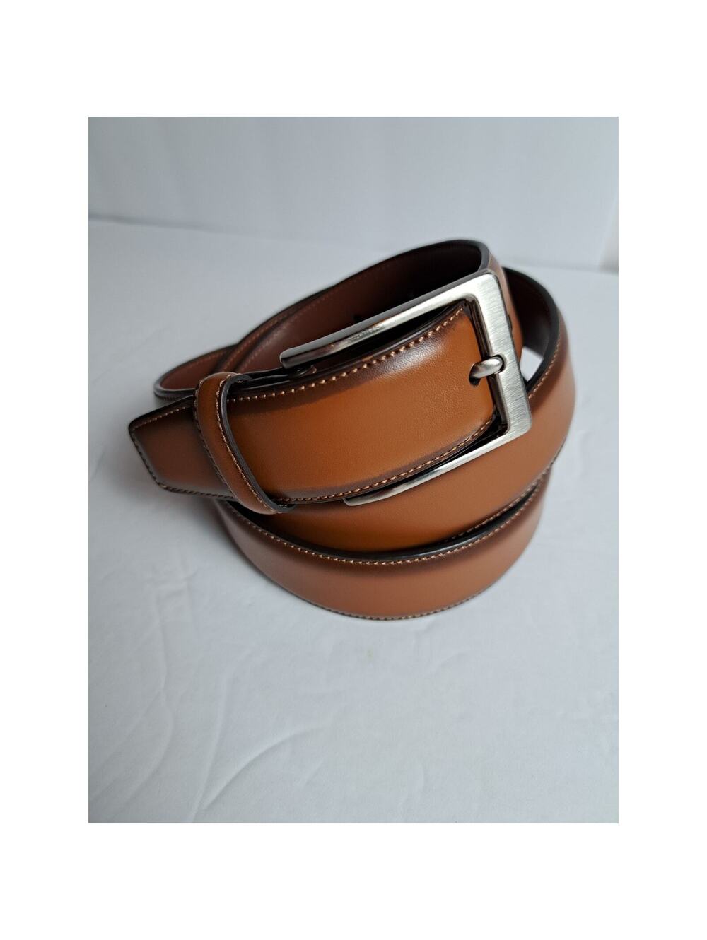 Perry Ellis Belt Mens Brown Genuine Leather 38" Bonded Leather Casual